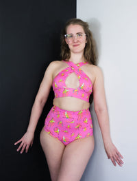 Banana Splits Pink Super High Waist Cheeky Shorts