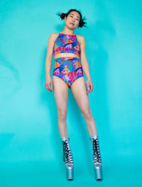 Rainbow Dancers Sunset Super High Waist Cheeky Shorts