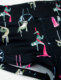 Circus Sloths Black High Waisted Shorts