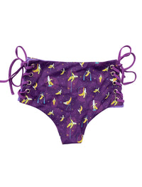Banana Splits Purple Lace Up High Waist Shorts