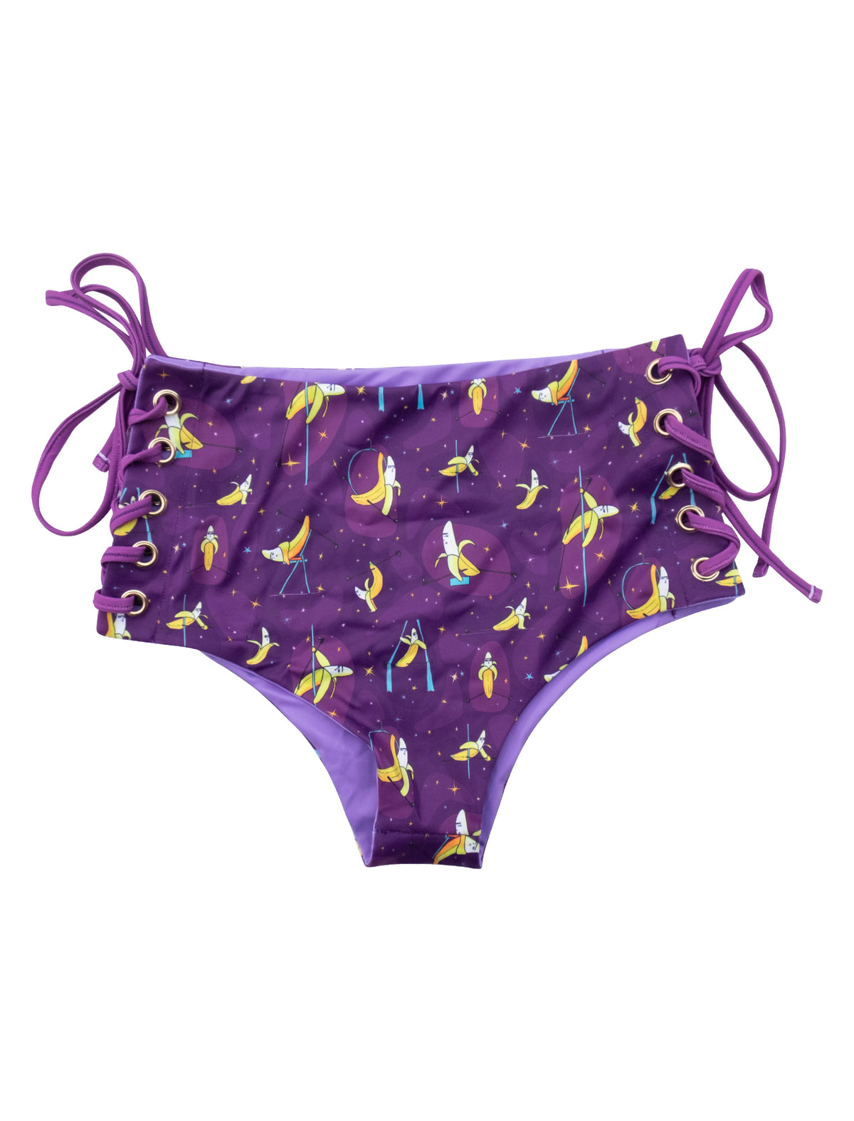 Banana Splits Purple Lace Up High Waist Shorts