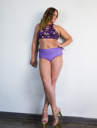 Banana Splits Purple Lace Up High Waist Shorts