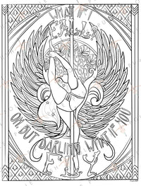 "What If You Fly" Eagle Pole Dancer Digital Coloring Page 8.5" x 11"