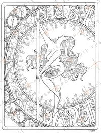 "Just Dance" Pole Dancer Digital Coloring Page 8.5" x 11"