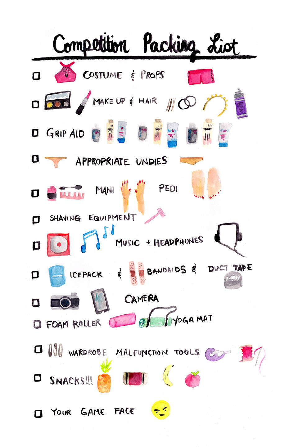 Checklists Competitions Dance Competition Checklist Printable Digital