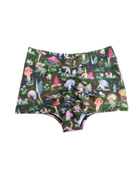Fruiting Bodies Mushrooms Midi High Waist Cheeky Shorts