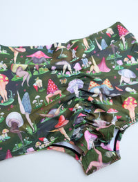 Fruiting Bodies Mushrooms Midi High Waist Cheeky Shorts