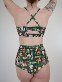 Fruiting Bodies Mushrooms Midi High Waist Cheeky Shorts