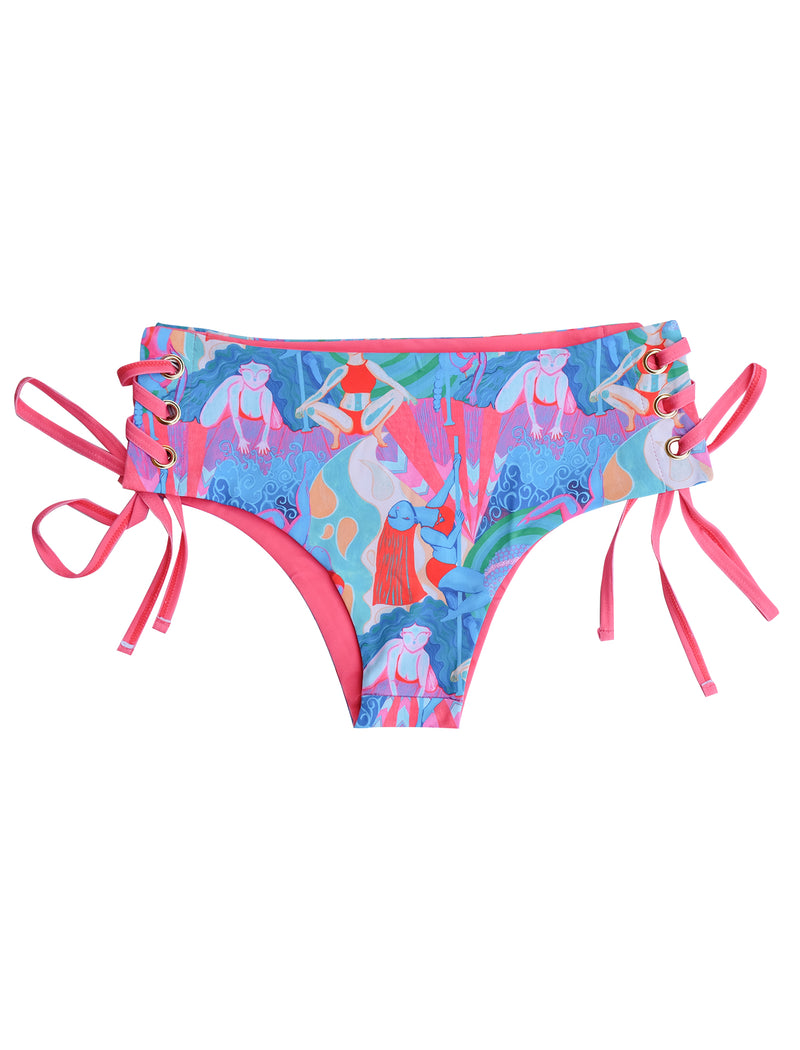 Rainbow Dancers Sunrise Low Waist Lace-Up Side Shorts