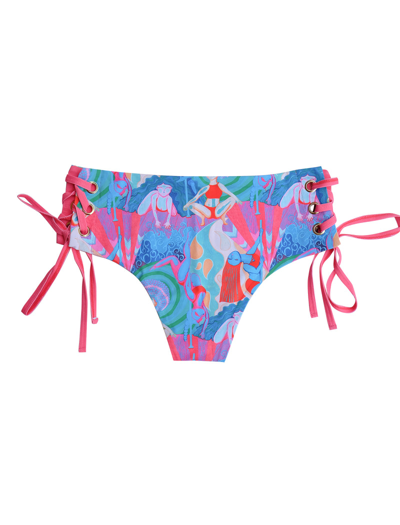 Rainbow Dancers Sunrise Low Waist Lace-Up Side Shorts
