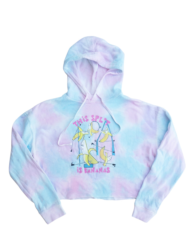 This Spl*t is Bananas Groovy Tie Dye Cropped Fleece Hoodie