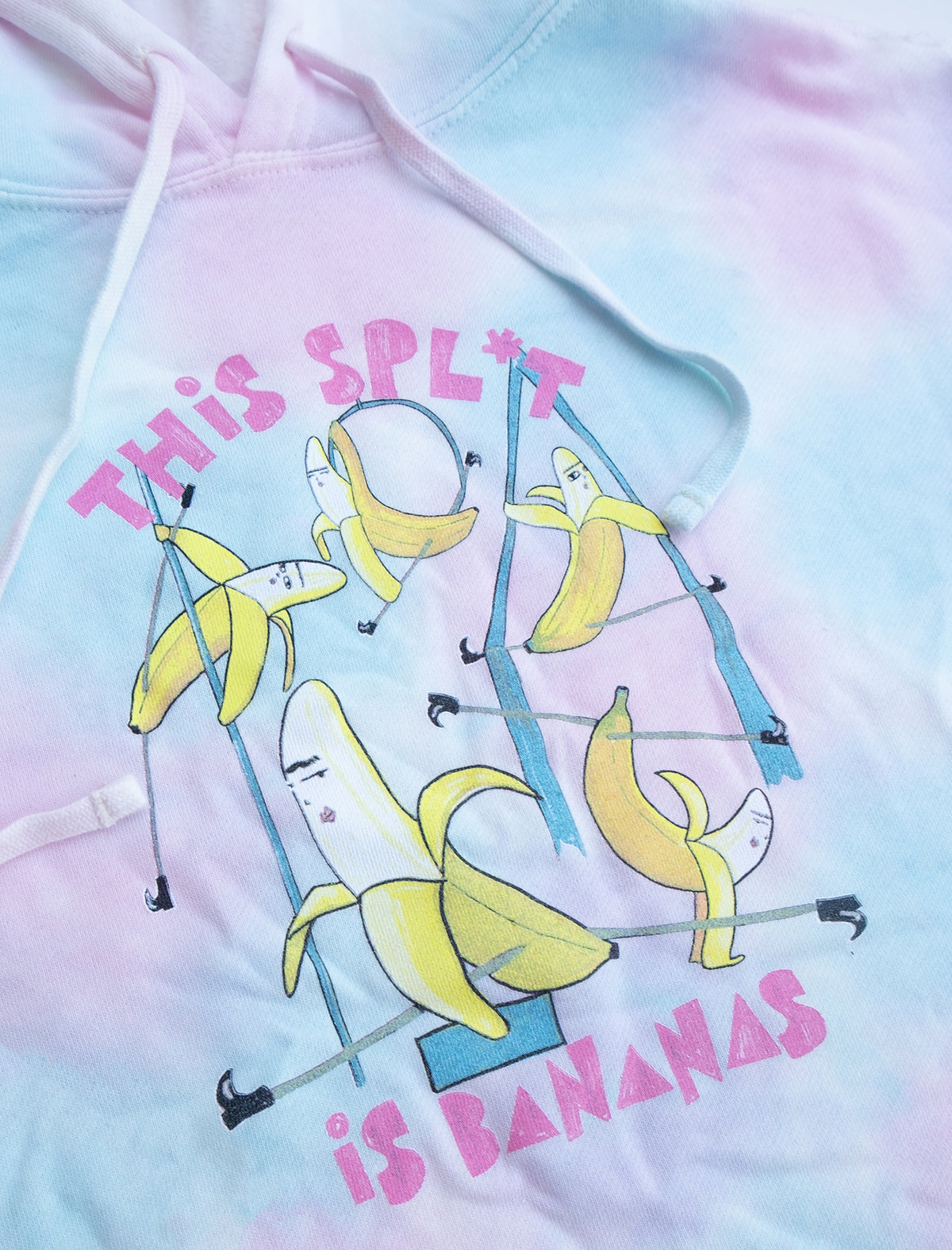 This Spl*t is Bananas Groovy Tie Dye Cropped Fleece Hoodie