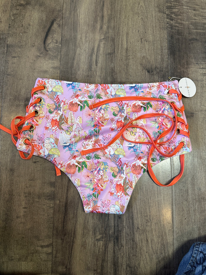 *SAMPLE* Pole & Plants Pink Lace Up Shorts Sz M