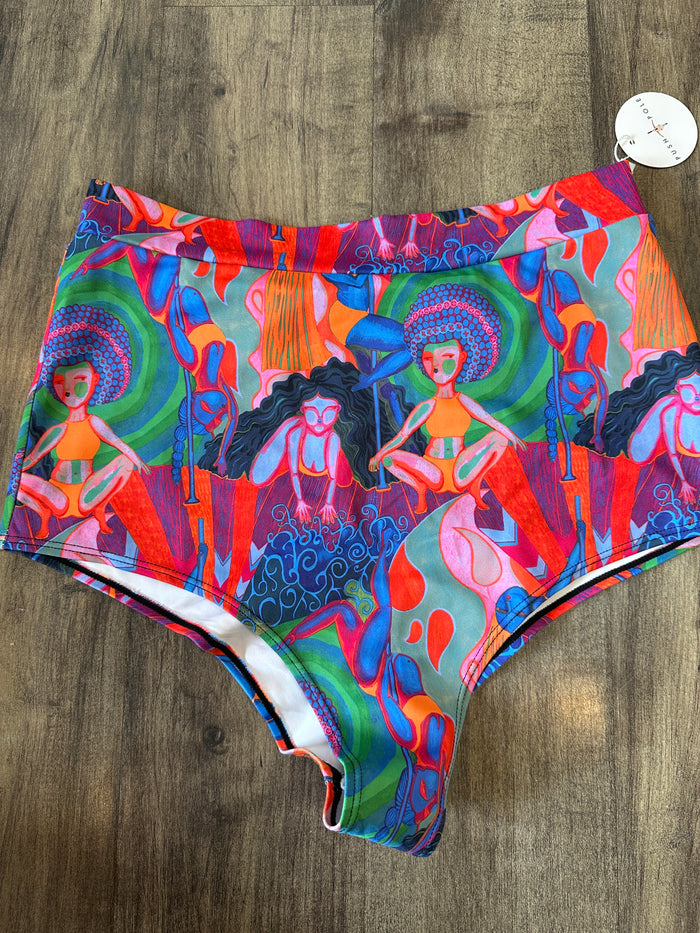 *OOPSIES* Rainbow Dancers High Waisted Cheeky Shorts Sz L