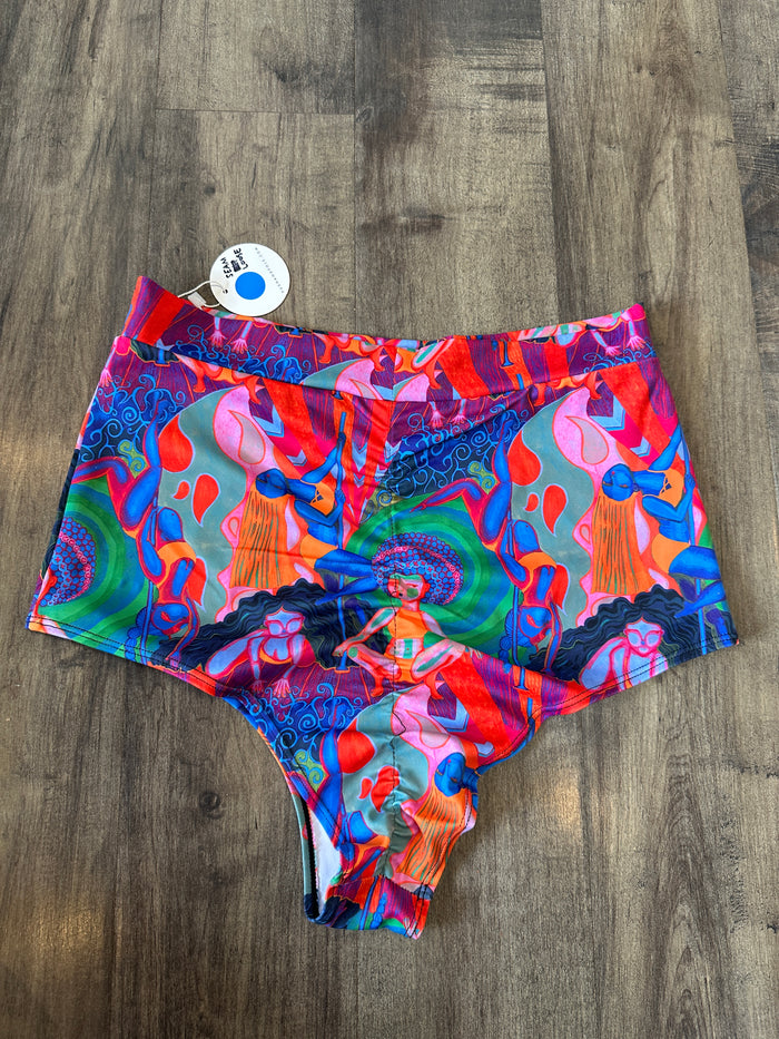 *OOPSIES* Rainbow Dancers High Waisted Cheeky Shorts Sz L