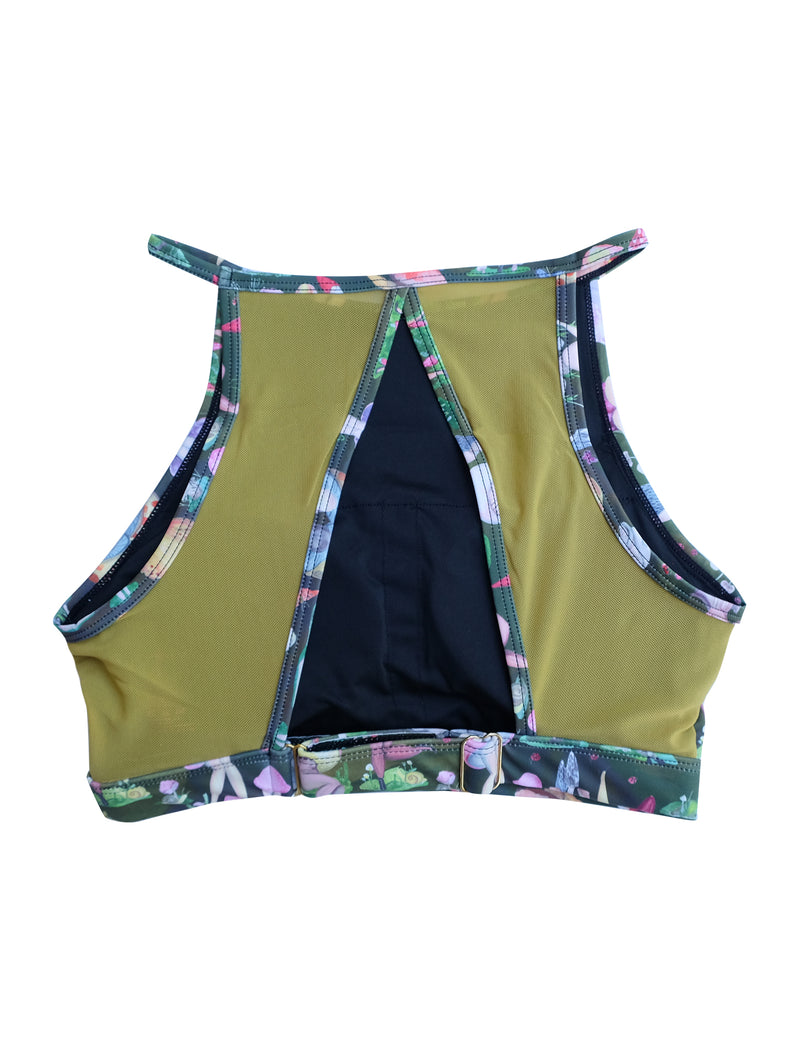 Fruiting Bodies Mushrooms High Neck Halter Bra