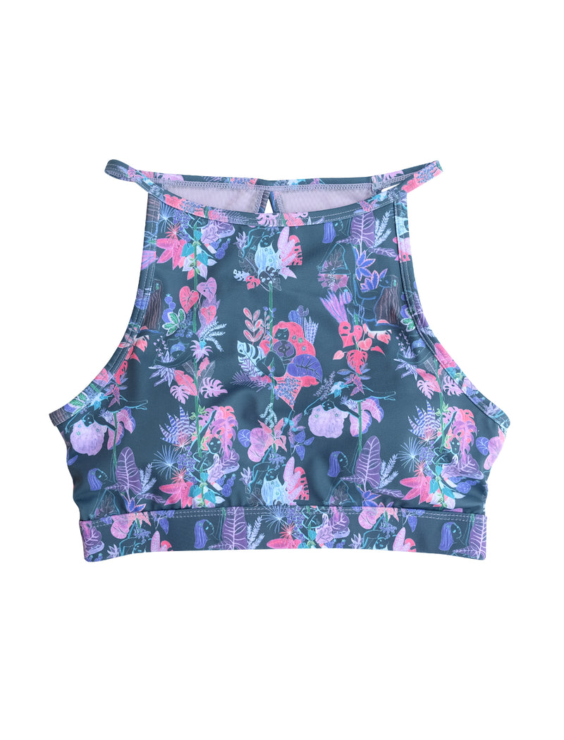 Pole & Plants Forest Green High Neck Bra
