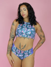 Pole & Plants Forest Green High Neck Bra