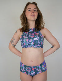 Pole & Plants Forest Green High Neck Bra