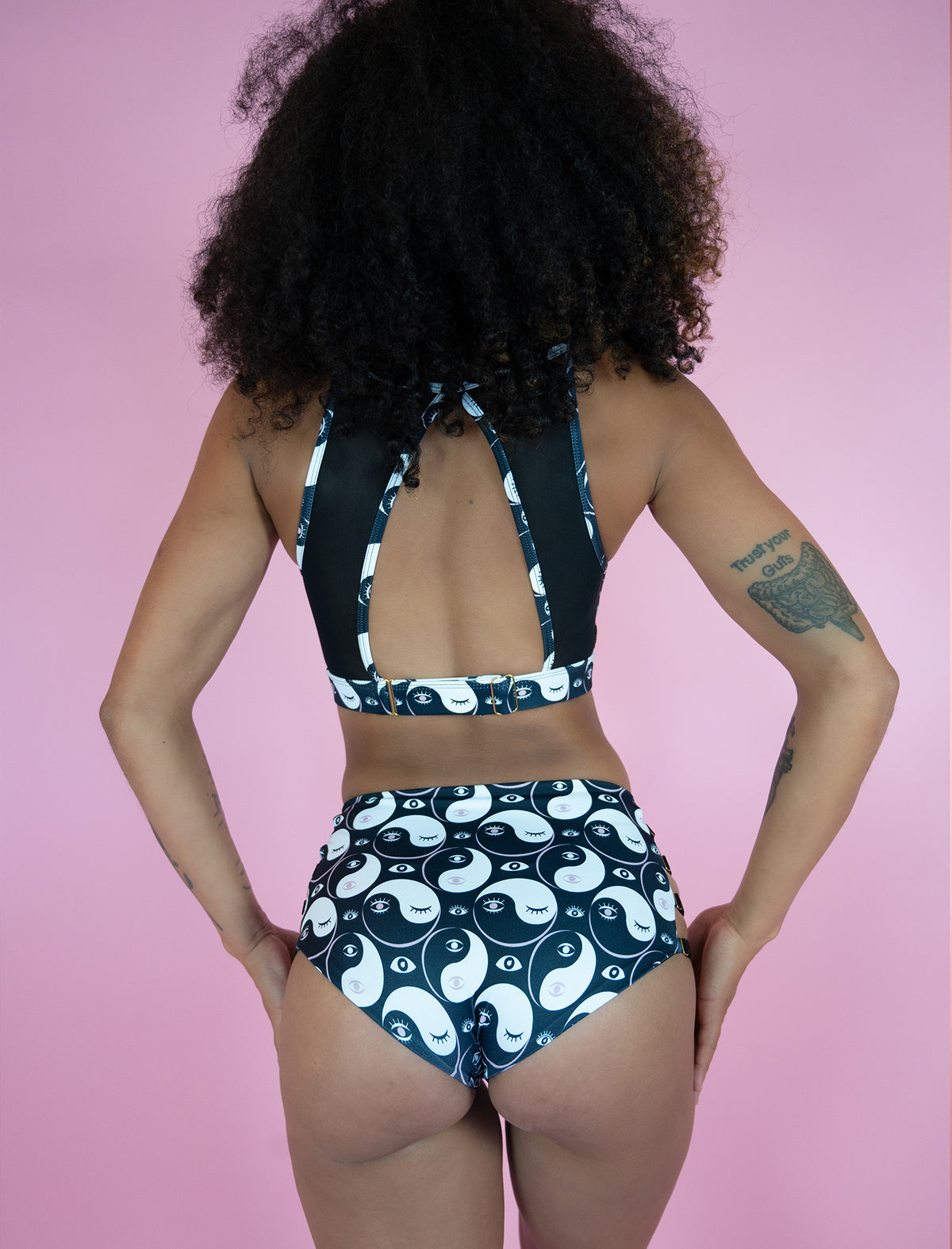 Yin Yang Eyes Midnight High Neck Halter Bra