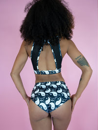 Yin Yang Eyes Midnight High Neck Halter Bra