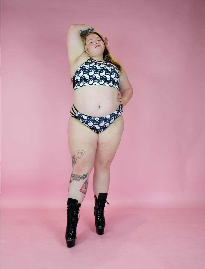 Yin Yang Eyes Midnight High Neck Halter Bra