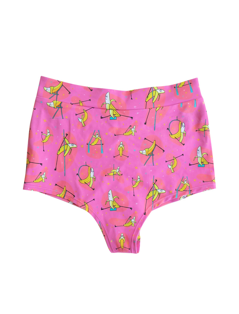 Banana Splits Pink High Waist Cheeky Shorts