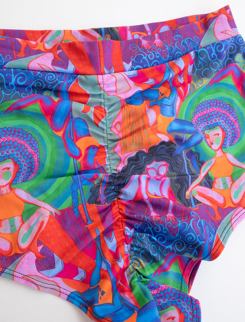 Rainbow Dancers Sunset High Waist Cheeky Shorts