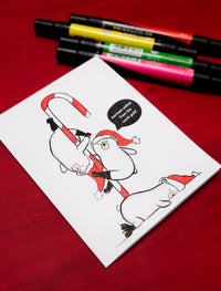 Polar Bears Pole Dancing Coloring Holiday Christmas Card