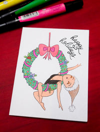 Wreath Lyra Aerial Hoop Circus Coloring Holiday Christmas Card