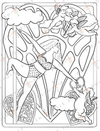 Cupid Valentines Pole Dancer Digital Coloring Page 8.5" x 11"