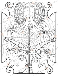 Spider Halloween Pole Dancer Digital Coloring Page 8.5" x 11"