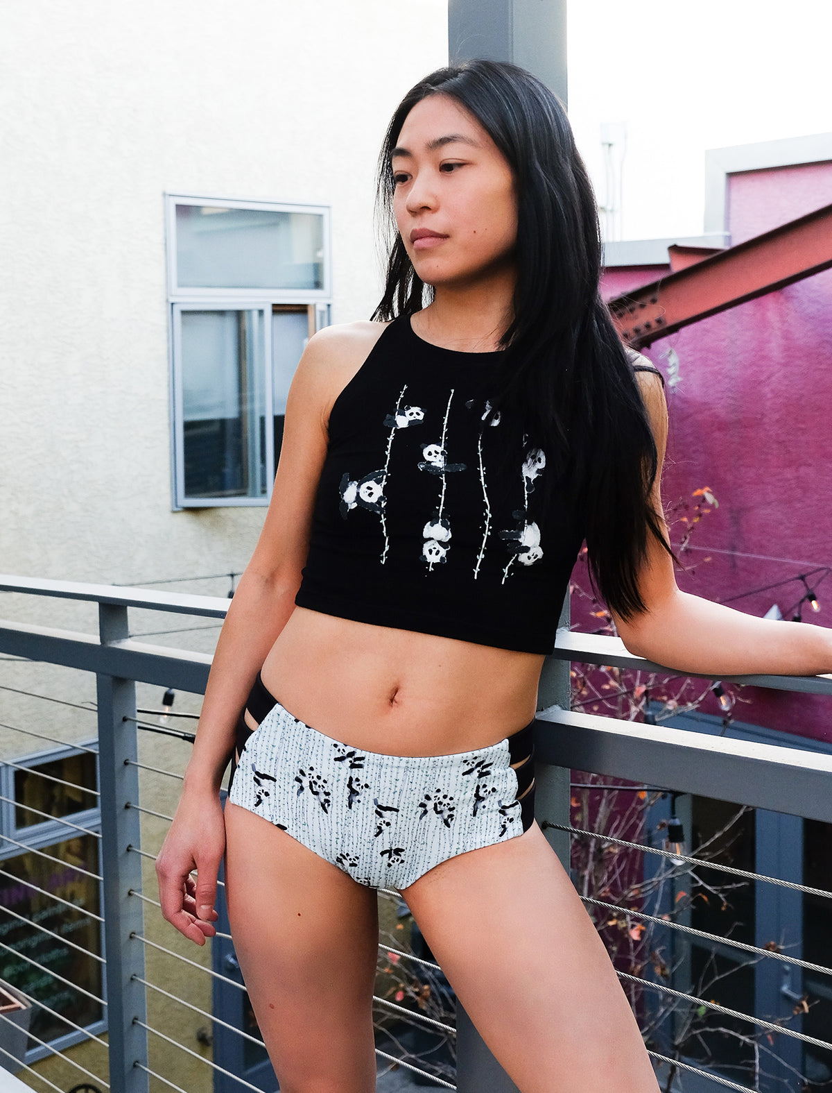 Poling Pandas High Neck Crop Top